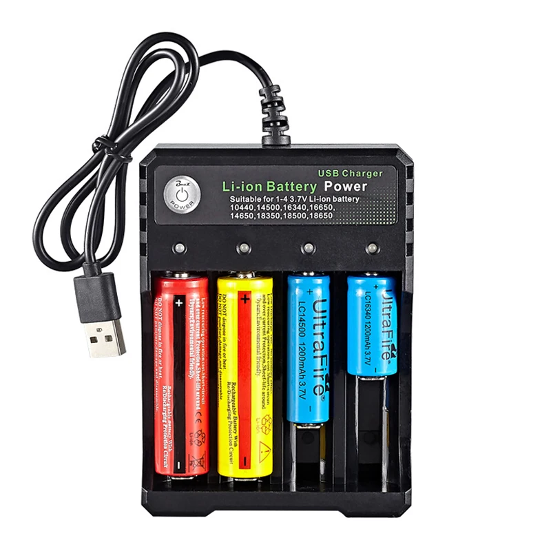 4 Slot 18650 Charger Li-ion Battery USB 2 3 4 Slots Independent Charging Portable Electronic 18500 16340 14500 Battery Charger
