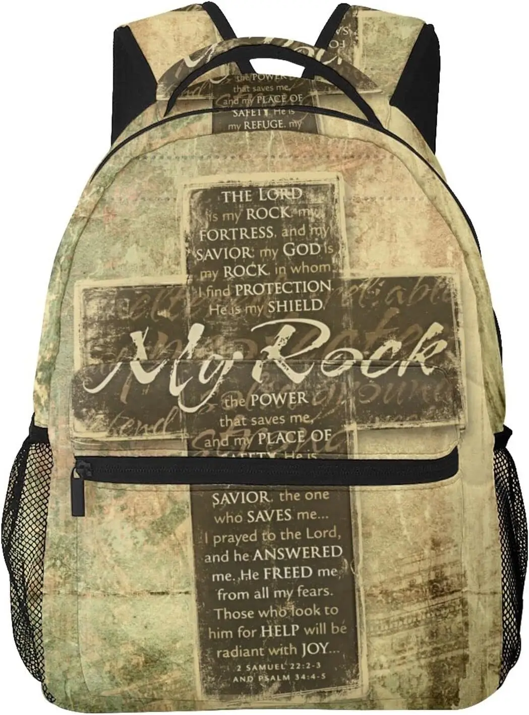 Christian Backpack Religious Bible Verse The Lord Is My Rock Pattern Backpack Jesus Cross Tablet Travel Picnic Bag Jesus Bag