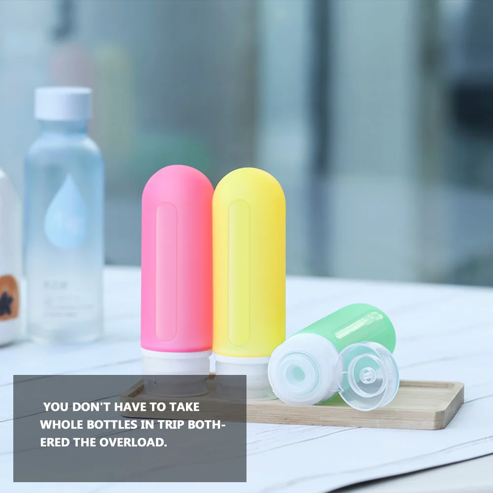 5 pezzi set di bottiglie da spremere bottiglie da viaggio portatili in silicone ricaricabili a prova di perdite per lavaggio del corpo crema detergente per il viso