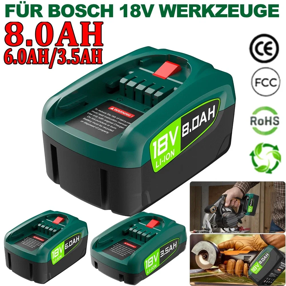 Batterie de remplacement 3.5/8.0Ah pour Bosch PBA, pour outils électriques Bosch PBA PSB PSR AL1880CV AL1810CV AL18815CV AL1830CV
