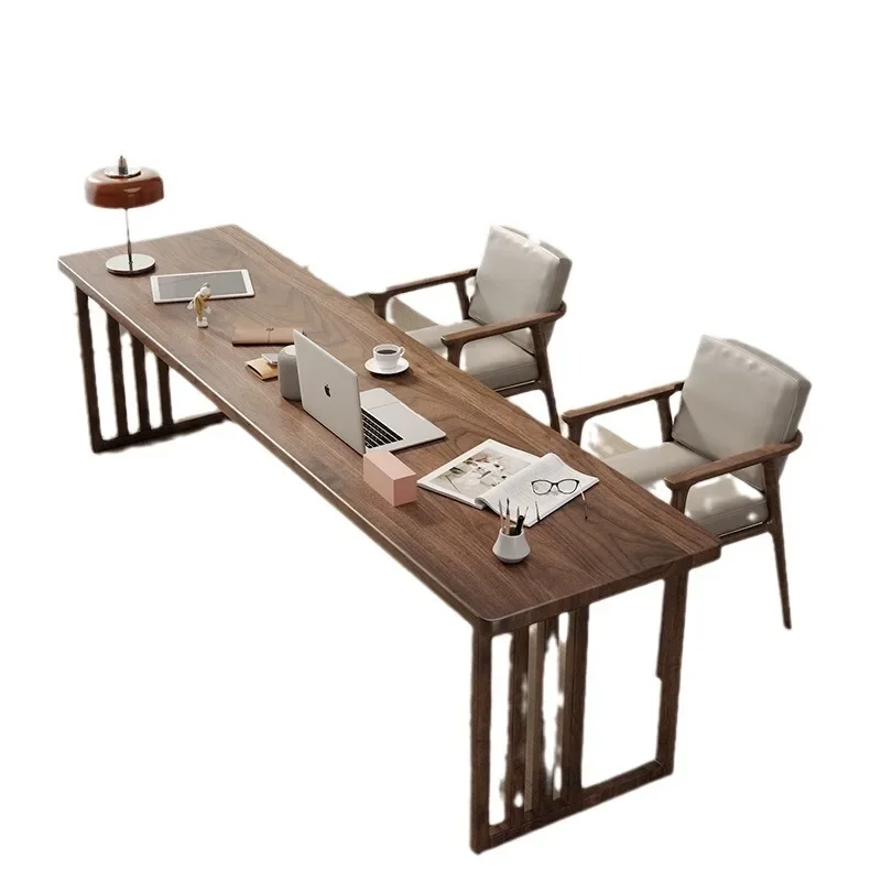 

Solid wood double desk, long table against the wall, narrow table, children's study table, student writing table, retro office c