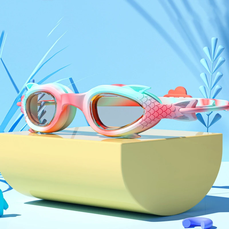 Professionelle Schwimmbrille HD Wasserdichte Anti-Fog-Silikon-Badekappe Wasser-Schwimmbrille Kappen für Kinder