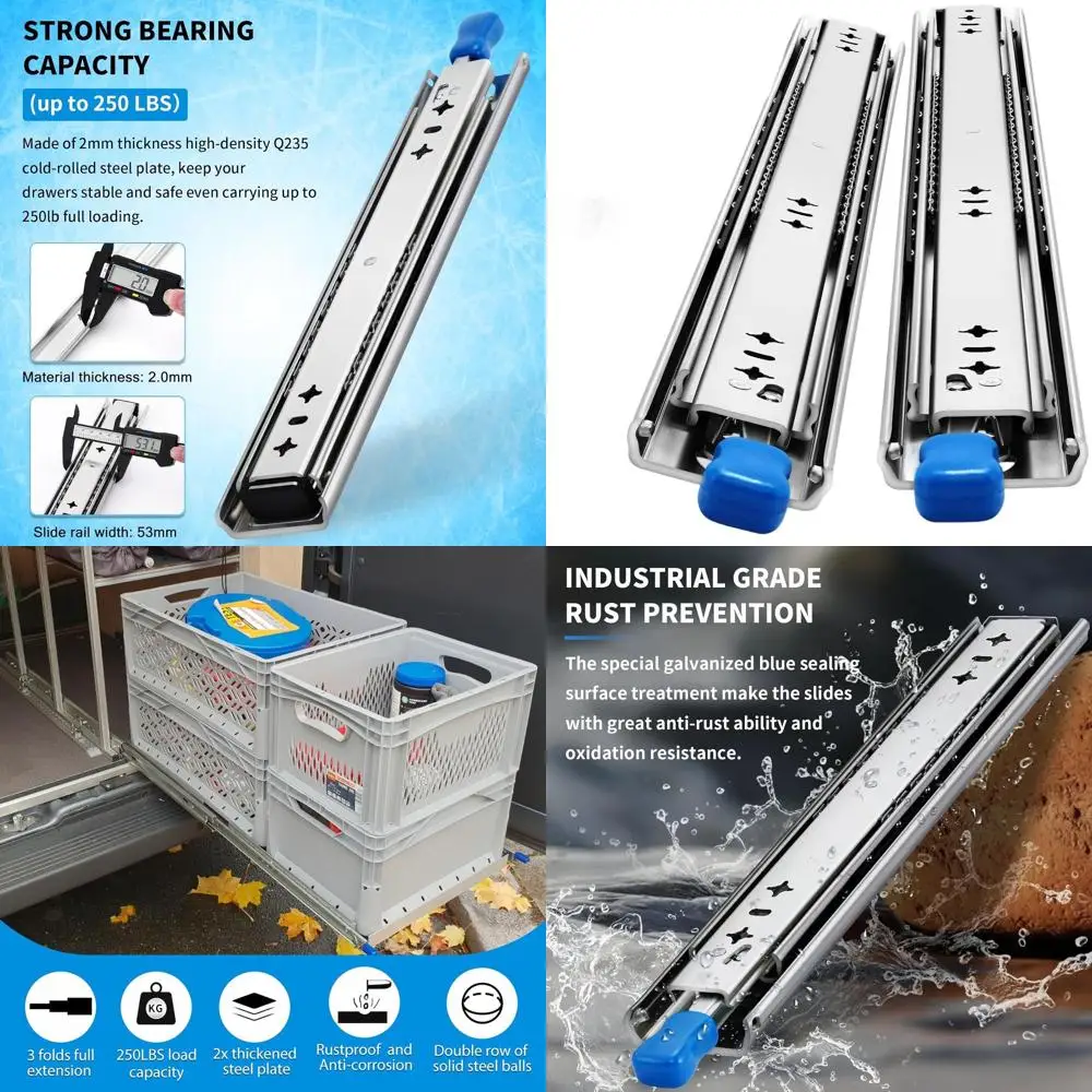 

Шариковые направляющие с боковым креплением и фиксатором, нагрузка до 220 фунтов, длина 28 дюймов, пара (ширина 5 м)