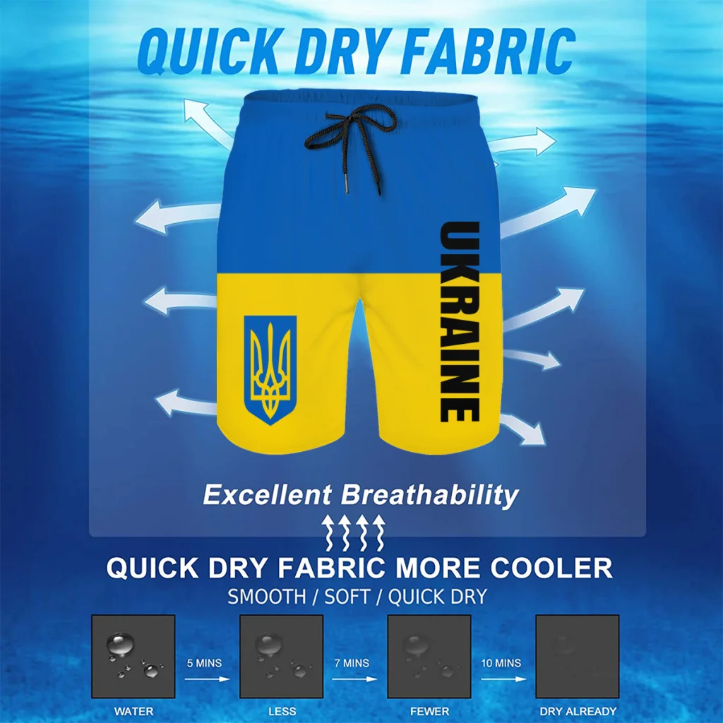 3D Honor Ukrain Emblem Graphic Beach Shorts Men Ukrainian Flag Short Pant Swimsuit Summer Hawaii Swim Trunks Cool Kid Ice Shorts