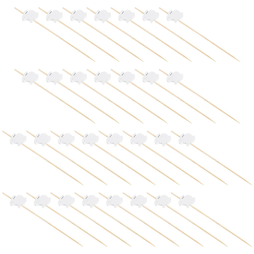 

200 Pcs Bunny Cake Picks Wood Rabbit Party Decorations Dessert Toothpick S wich Fruits Cocktail Sticks DIY Photo Props Kitchen