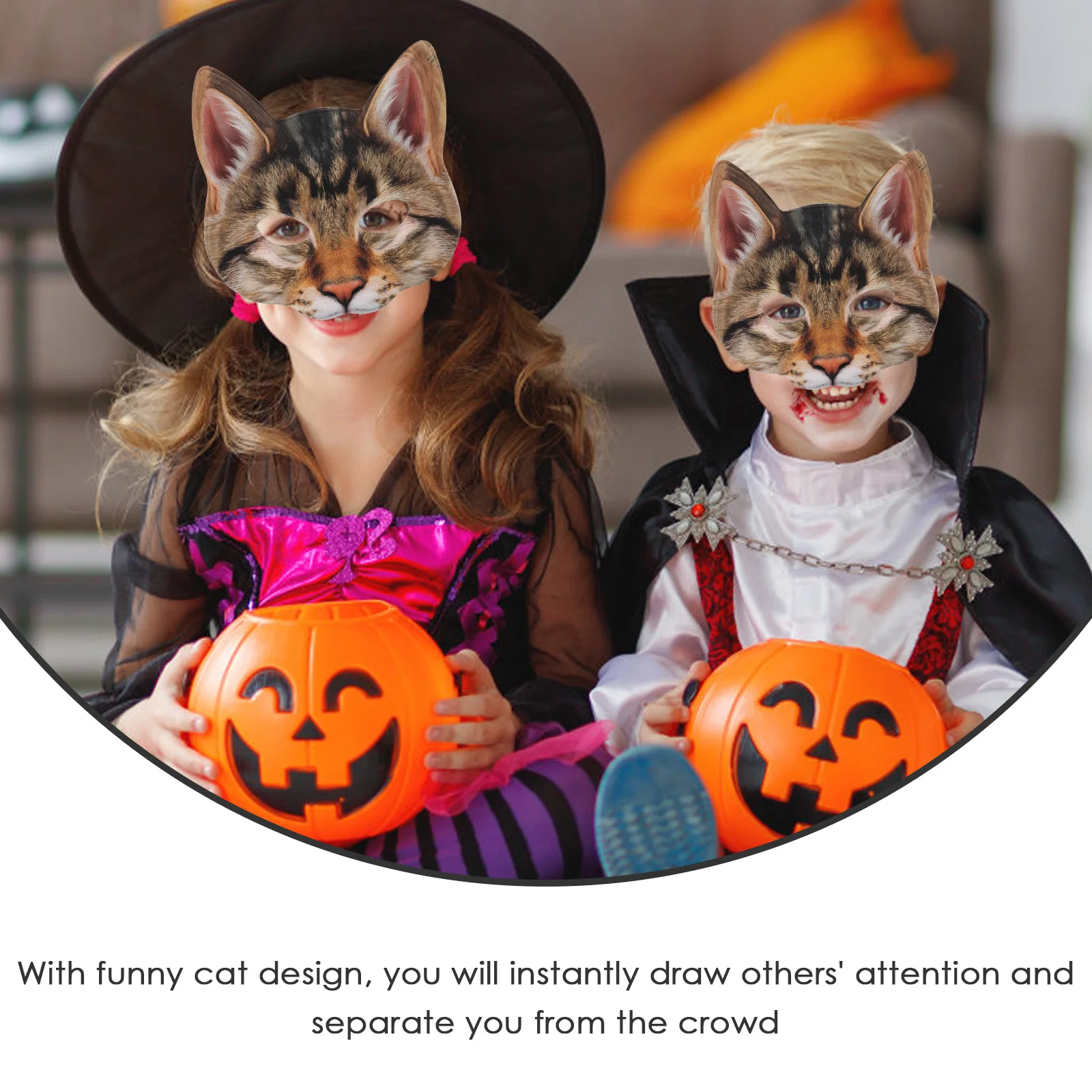 

Cat Mask EVA Durable Half Eyes Design Costume for Halloween Masquerade Party Unisex Cosplay Fun Face Accessory Ball Event Wear