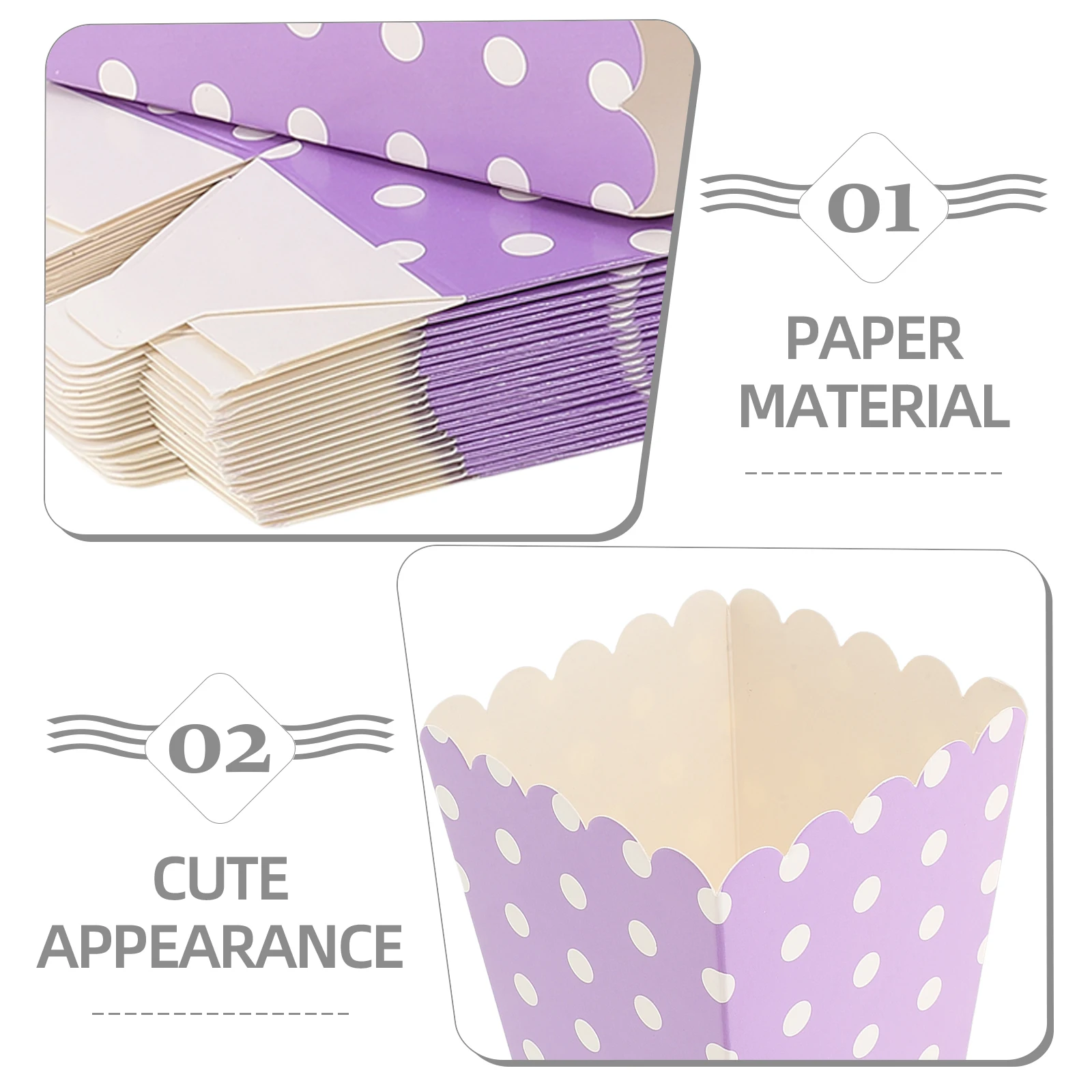 

24 Pcs Boxes Food Paper Containers Purple Party Supplies Snack Holder Reusable Popcorn Boxes