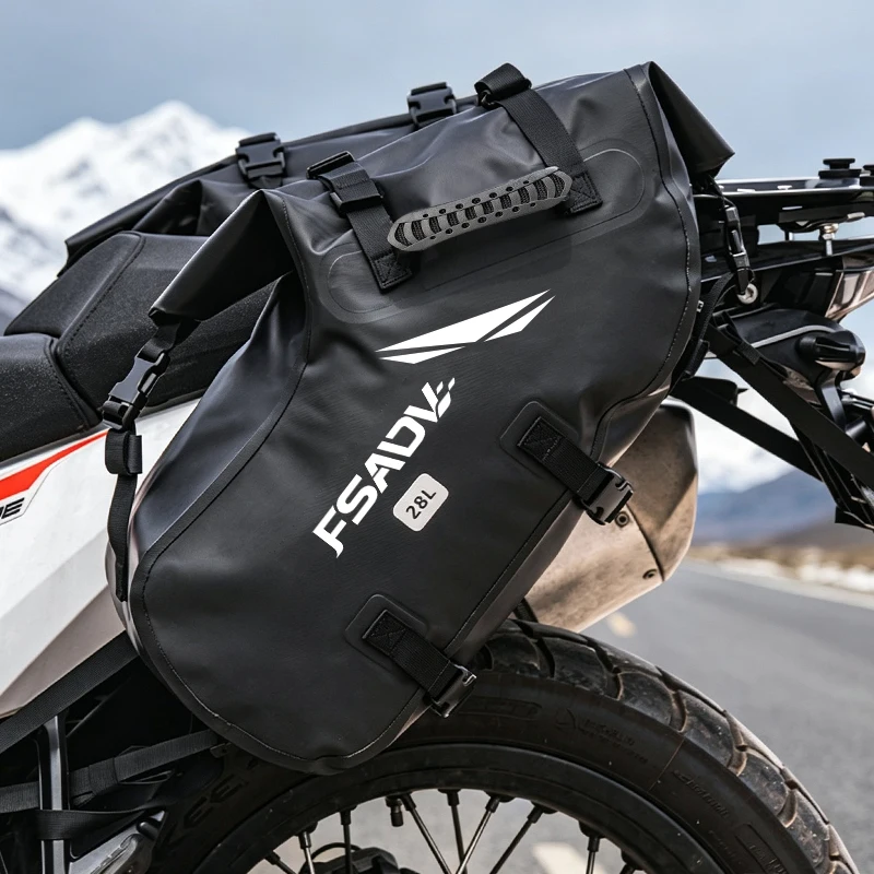 FSADV Motorcycle Bag Waterproof 18L/28L Large Capacity 2PCS Universal Motorcycle Pannier Bag Saddle Side Bags