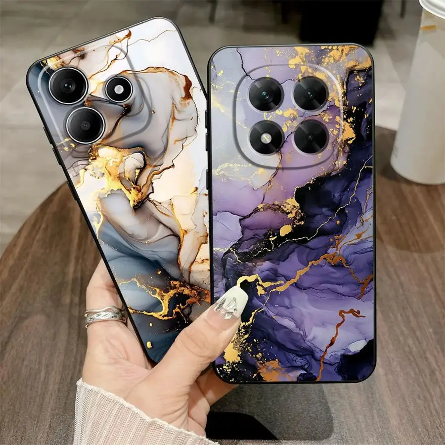 حافظة لهاتف Xiaomi Redmi Note 11s 13 14 Pro Plus 12s 9S 9 10 11 12 Pro 7 8 10S غطاء هاتف ناعم أسود زهرة رخامية #6