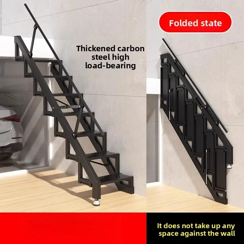 Folding stairs against the wall Loft garage Carbon steel Welded expansion screw Fixed compartment Indoor and outdoor ladder