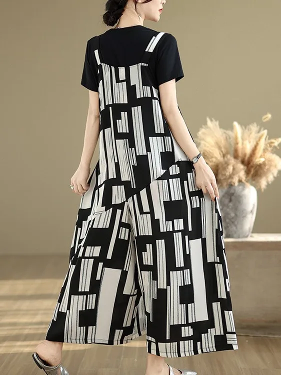 

Ele High-End One-Piece Pants for Women Summer Simple Slimming Loose Casual Age-Defng Wide Leg Pants Commute High Waist ...