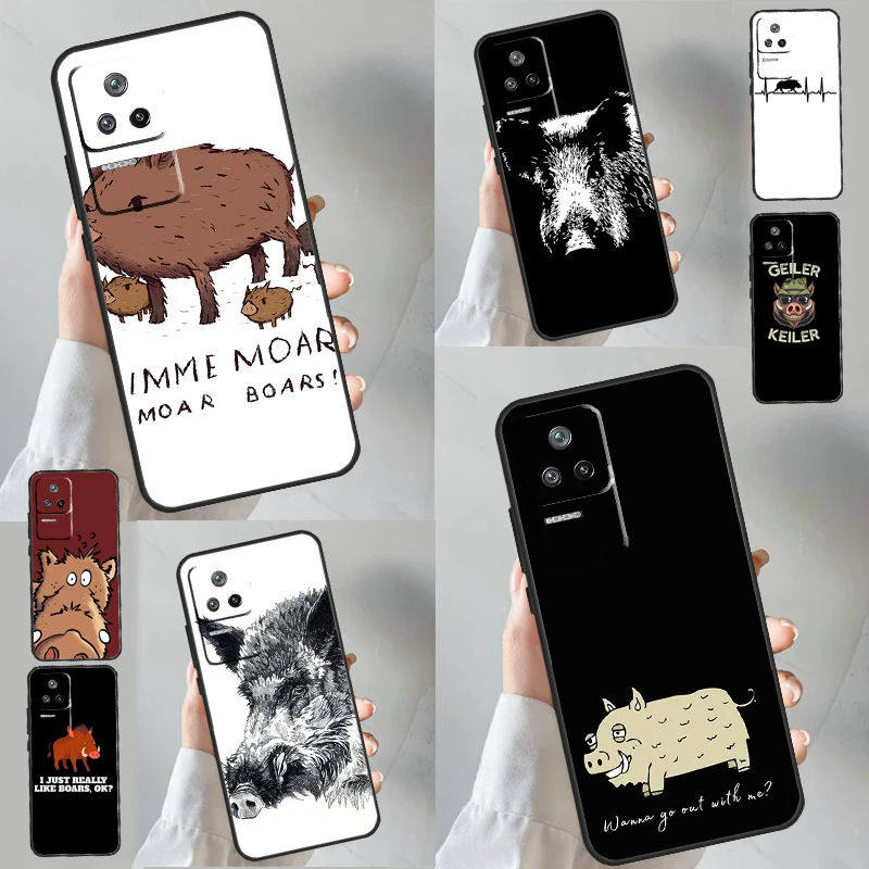 Sevimli yaban domuzu komik karikatür durumda POCO M6 X6 Pro X3 X4 X5 X5 F3 F5 Xiaomi 14 Ultra 12 13 Lite 11T 12T 13T Pro Funda