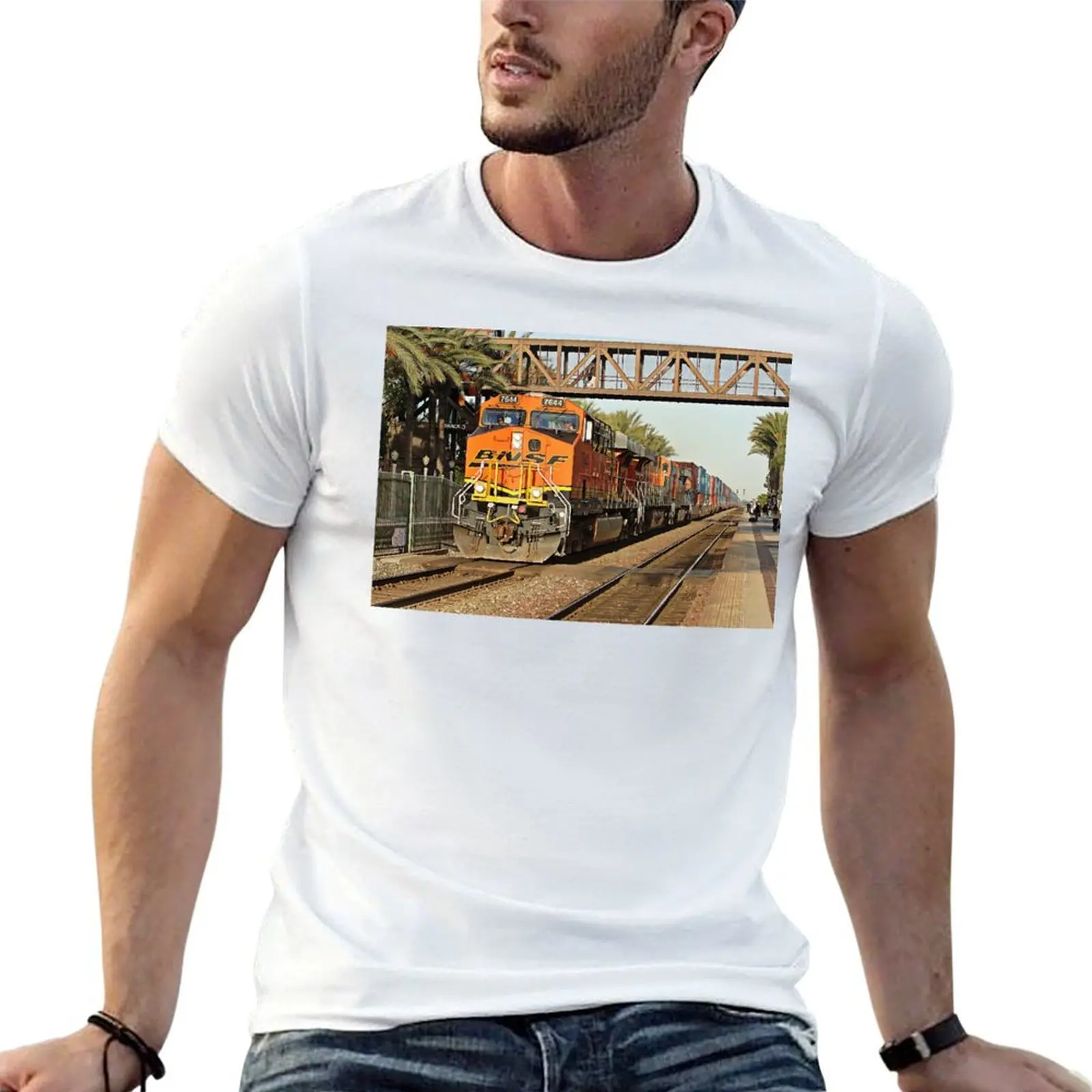 

BNSF # 7644 at Fullerton T-Shirt mens graphic t shirts cotton t shirt man t shirts for man graphic tees T-Shirt