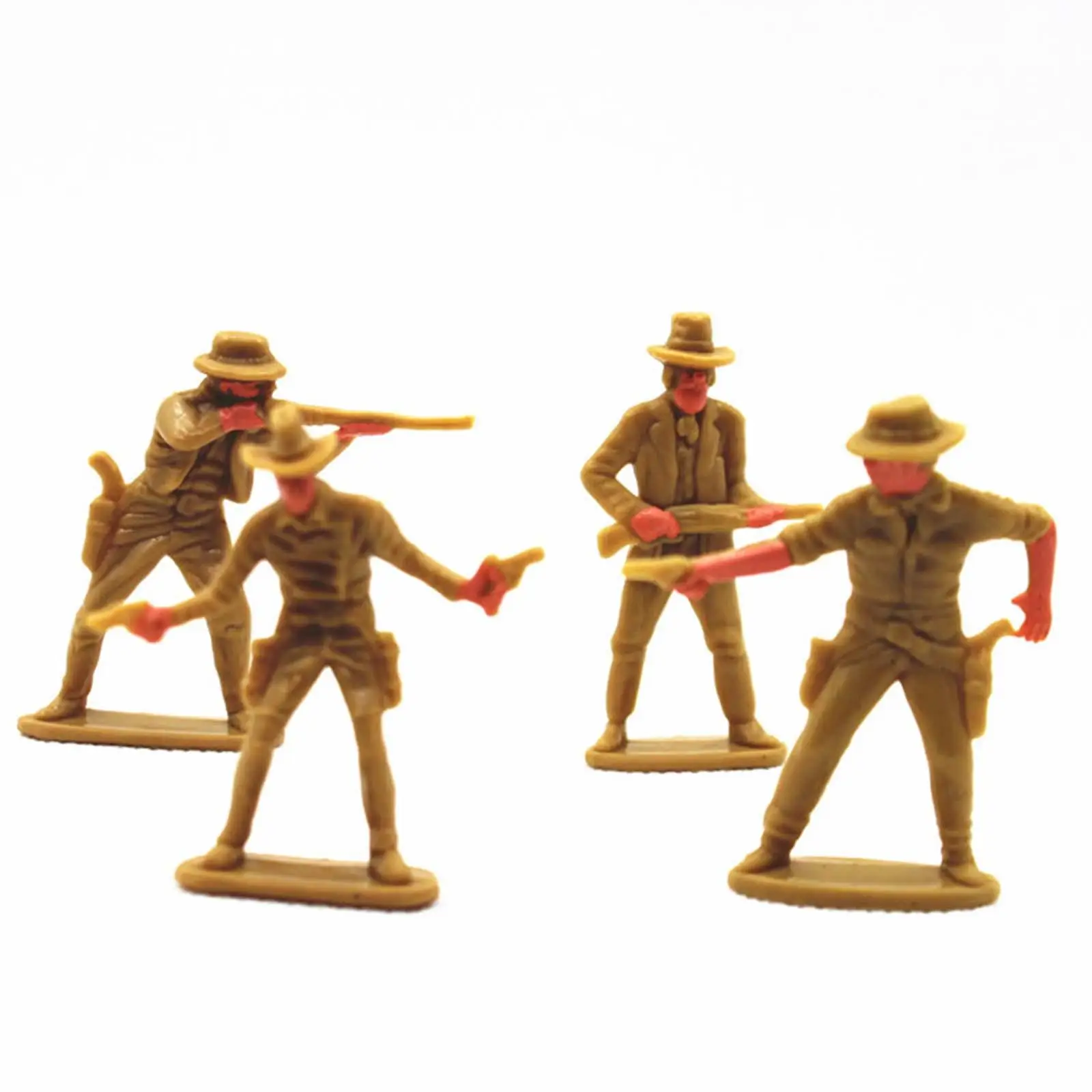 4x simulação figura de cowboy modelo diorama cenário estatuetas pintadas à mão em miniatura