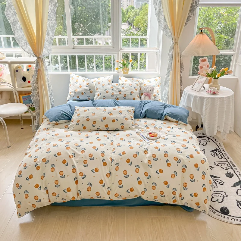 A-class Super Soft Aerobic Cotton Wash Cotton Four Piece Set Of All Cotton Bed Sheet And Quilt Cover