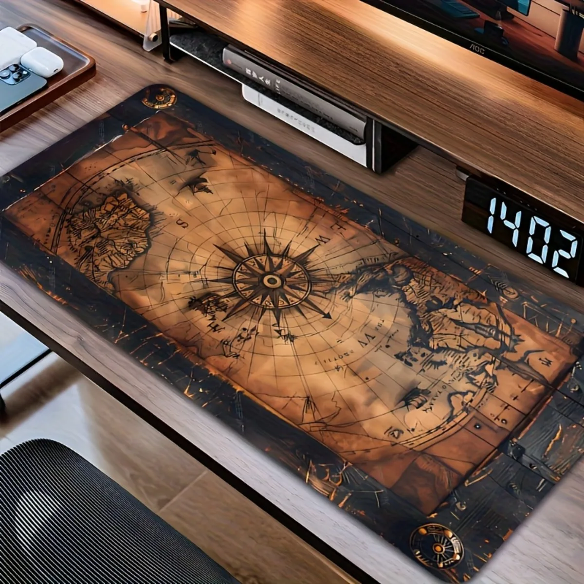 Comfortable Rubber Gaming Mouse Mat Vintage Nautical Map Aesthetic Non Slip Thick Smooth For Laptop PC Office And Gamers
