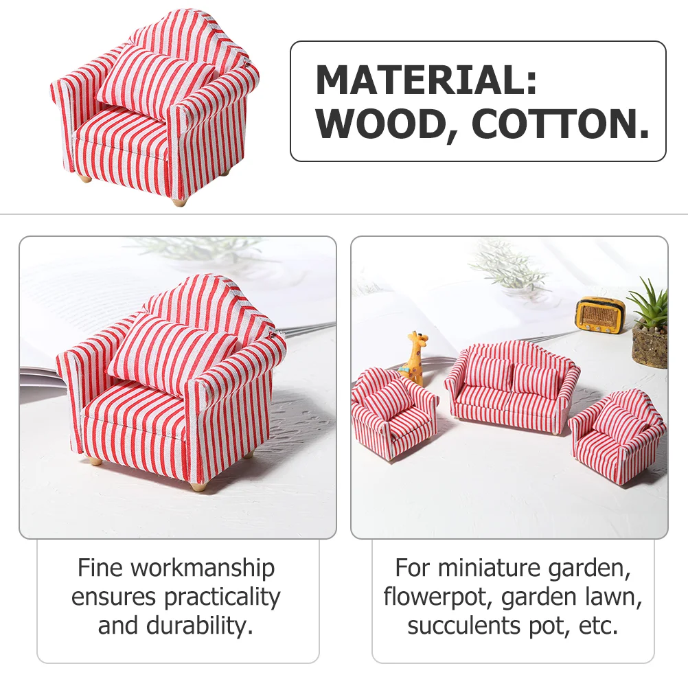 2 Stuks Woonkamer Sofa Set Peuter Speelgoed Huis Accessoires Mini Meubels Miniatuur Poppenhuis Miniatuur Miniatuur Katoenen Stof