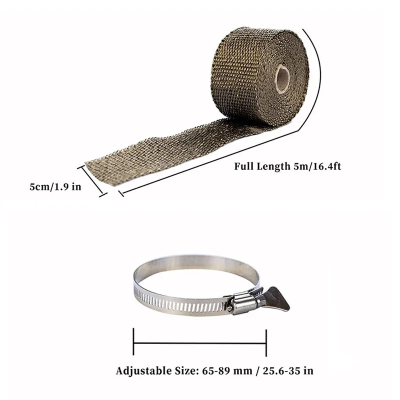 Smilodon-Fireproof Ribbon for DIY Tent Stove Adjustable Insulation with 2 Clamps Fireproof Pipe Glass Fiber Cloth Accessories