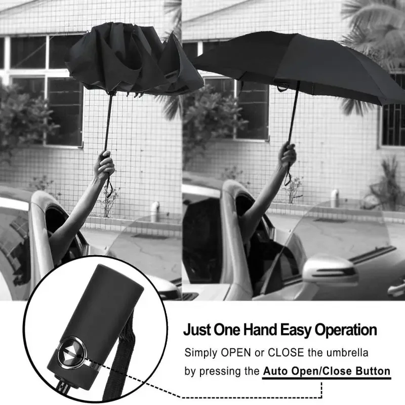 Fully Automatic Reverse Folding Umbrella with Windproof Reflective Stripe UV Umbrellas