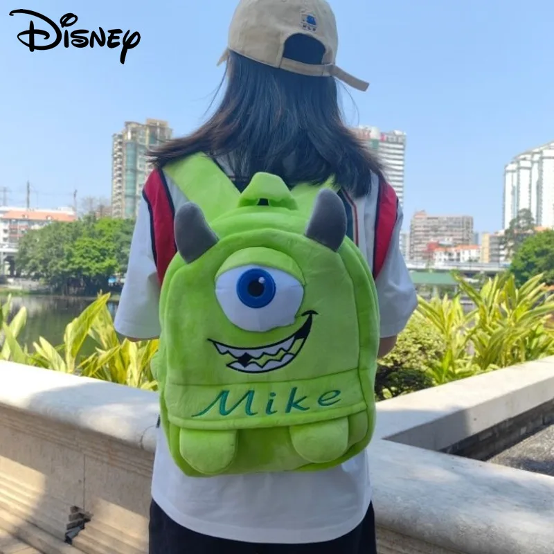 Disney Cartoon Big Eyed Mike Cute Plush Backpacks Sullivan Monster University Y2k Girl Korean Style Double Shoulder Bag Kawaii