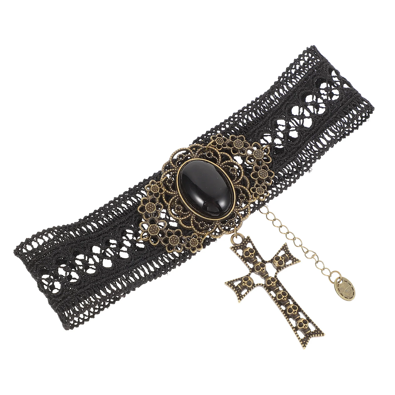

1Pcs Skull Halloween Party Choker Durable Lace Alloy Punk Neck Ornament Unique Pendant Chic Girls