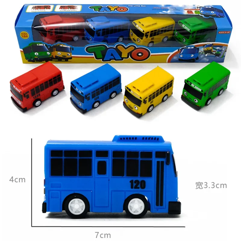 The Tayos Little Bus Pull Back Cartoon Bus Parking Lot Toys Childrens Matching Track Minibus Alloy Car Collection Of Tayo Scene