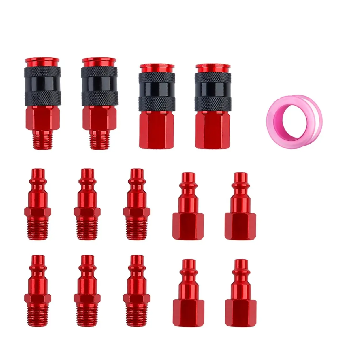 DT57 LATEST MODEL 15-Piece Air Coupler Plug Kit, 1/4inch NPT Thread Fitting, Air Tool Accessories, for Air Compressor/Paint Spra