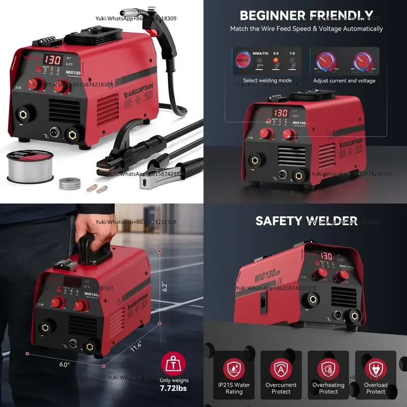European Standard Gasless Semi-Automatic 230V 130A with Synergy Tool Flux Cored Wire Welding Machine