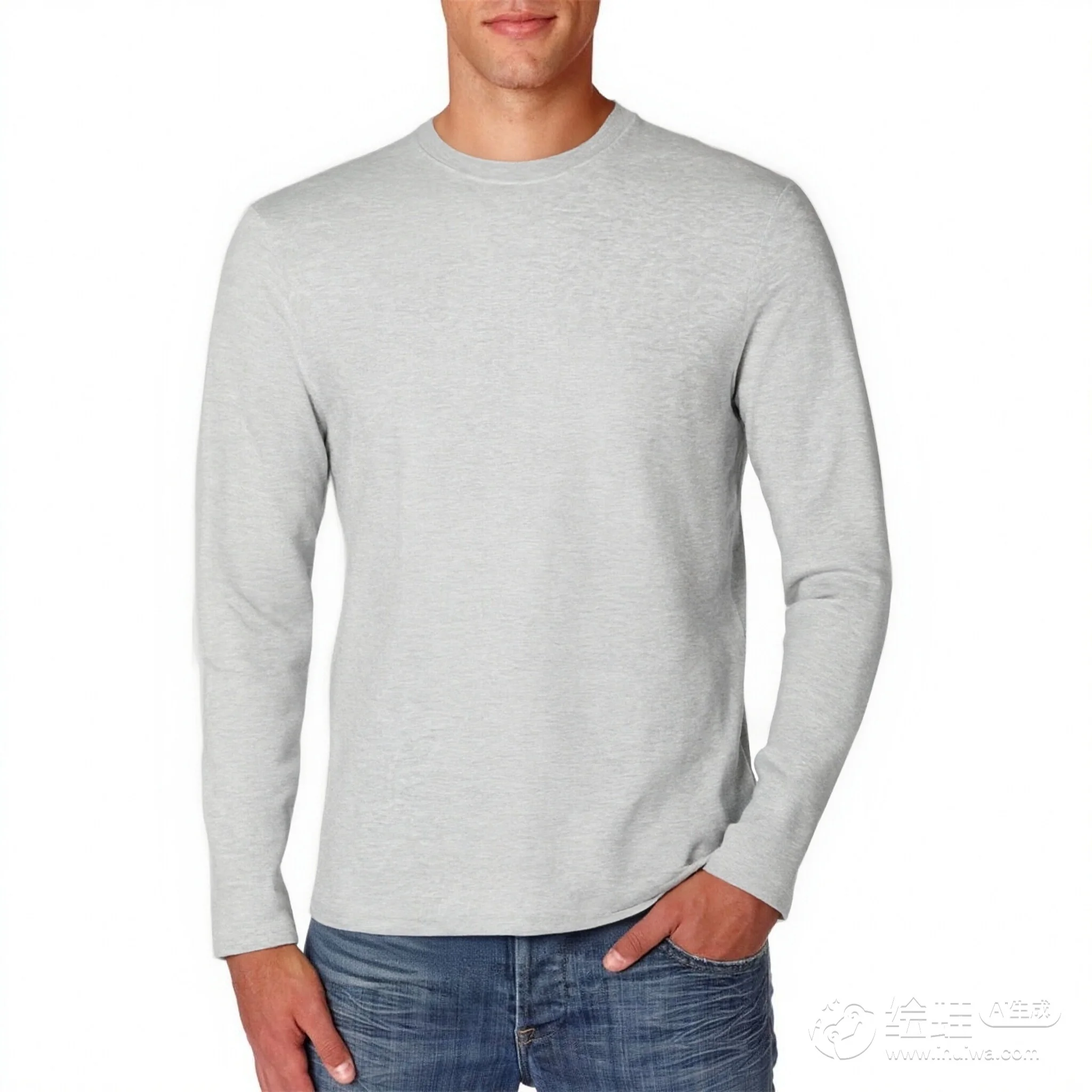 

Осень-зима, базовый базовый слой, смешанная текстурированная свободная повседневная футболка с длинными рукавами и круглым вырезом, тонкая трикотажная футболка с обычными плечами для мужчин