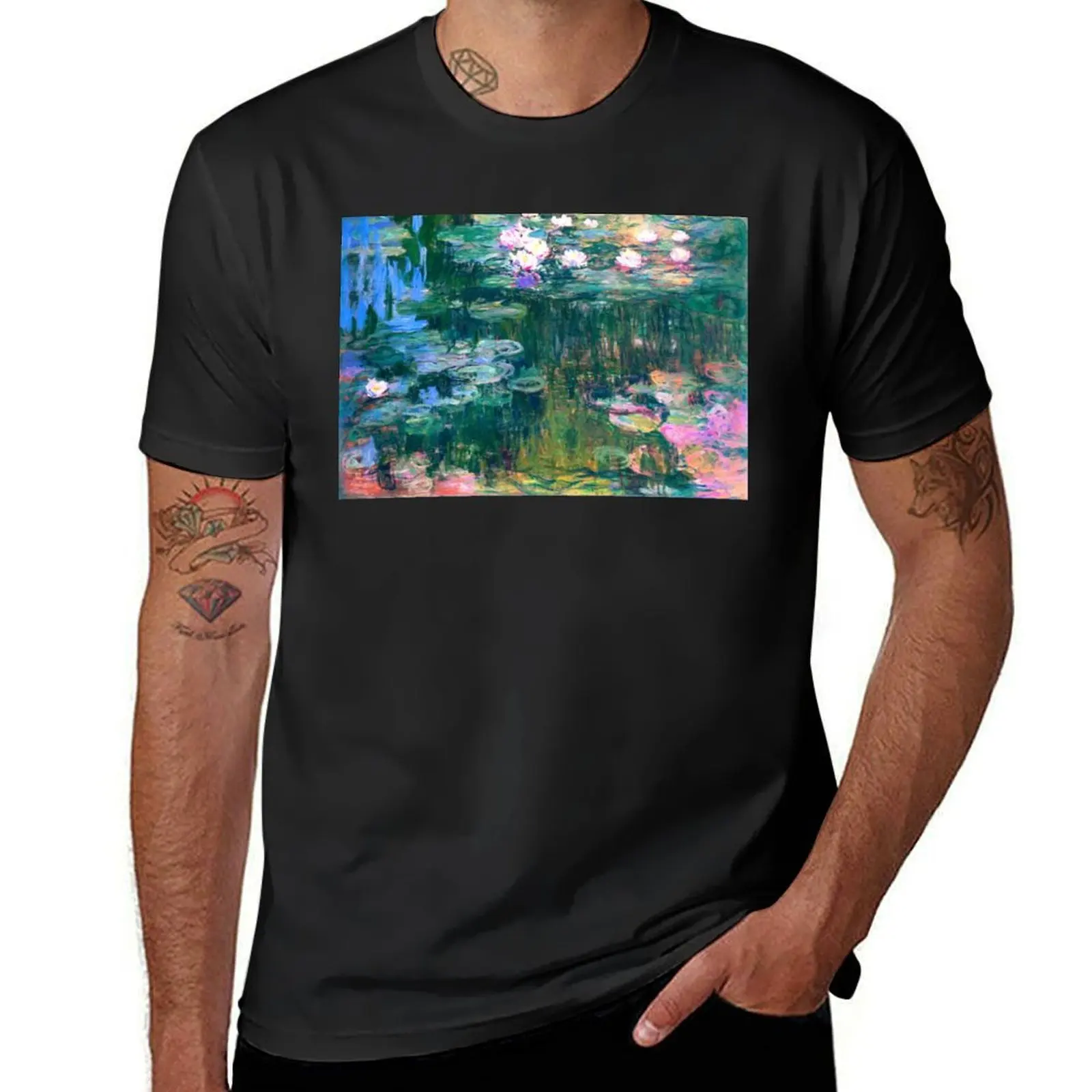 Water Lilies monet T-Shirt cute clothes boys animal print slim fit t shirts for men