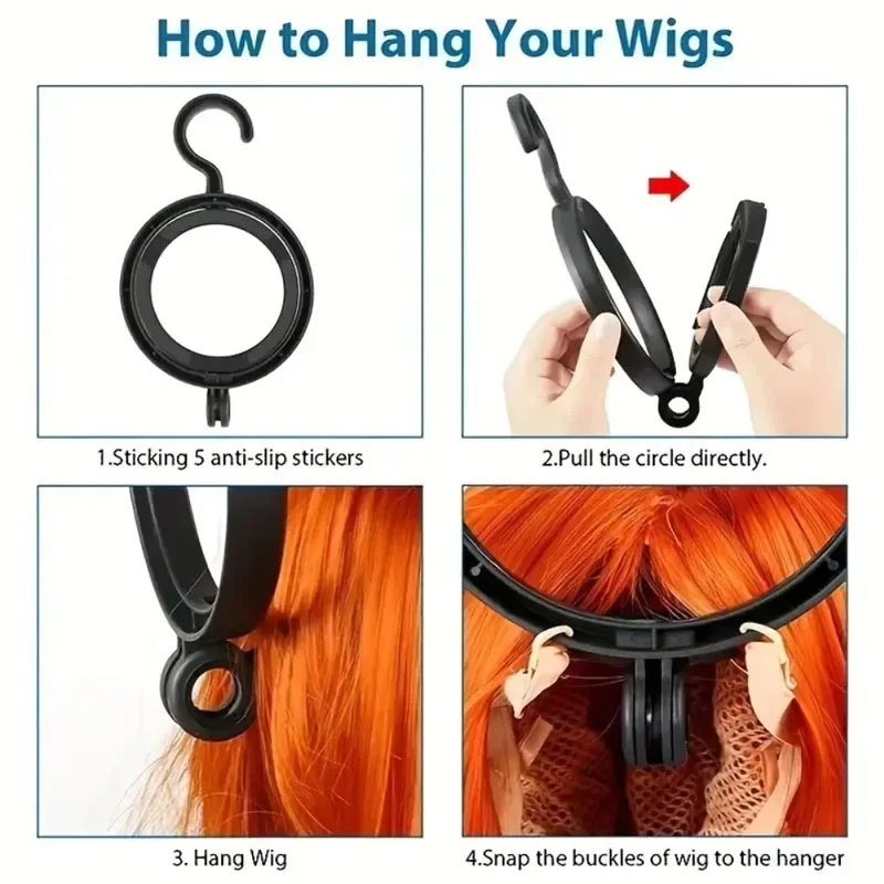 10Pcs/Set Portable Wig Hanging Rack Suitable for Various Wigs And Hats Foldable Collapsible Wig Stand for Hanging Multiple Wigs