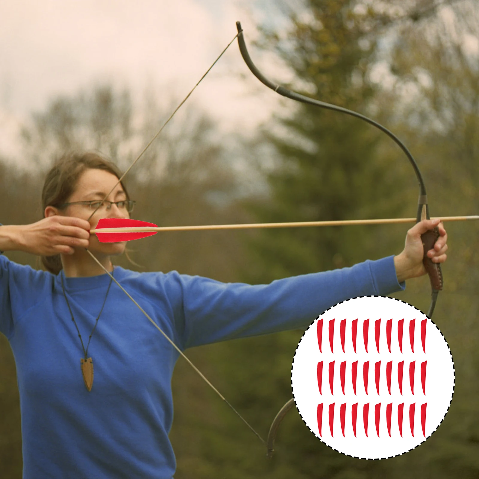 

30pcs Arrow Tail Replacement Shield Shape Turkey Vanes Lightweight Durable for Target Practice Archery Accessories