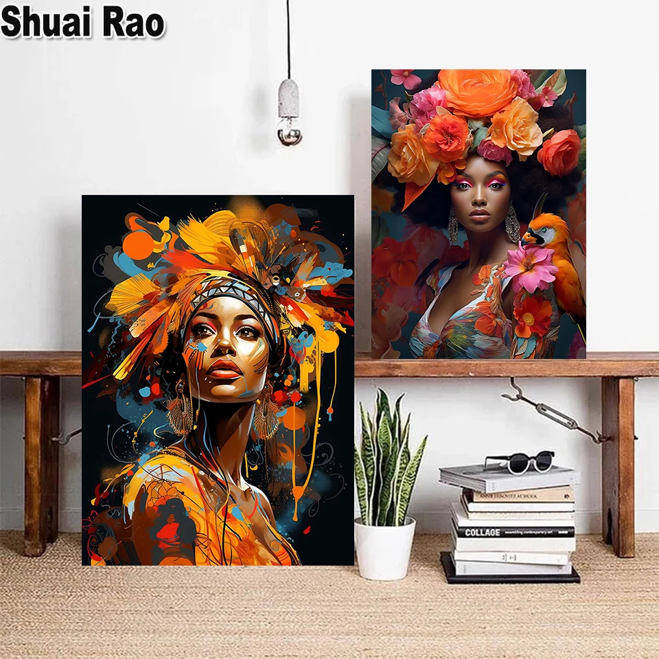 African Woman Full Round Square DIY diamond painting New 2024 Diamond Art Mosaic Embroidery Cross Stitch Kit portrait Home Decor