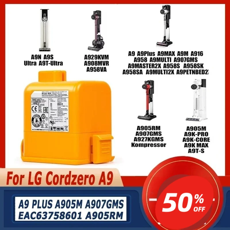 

25.2V EAC63382204 Lithium Ion Battery For LG Cordzero A9 Cordless Vacuum A9+ A9Plus A9M A9MASTER2X A9MULT12X A9PETNBED A9MULTI