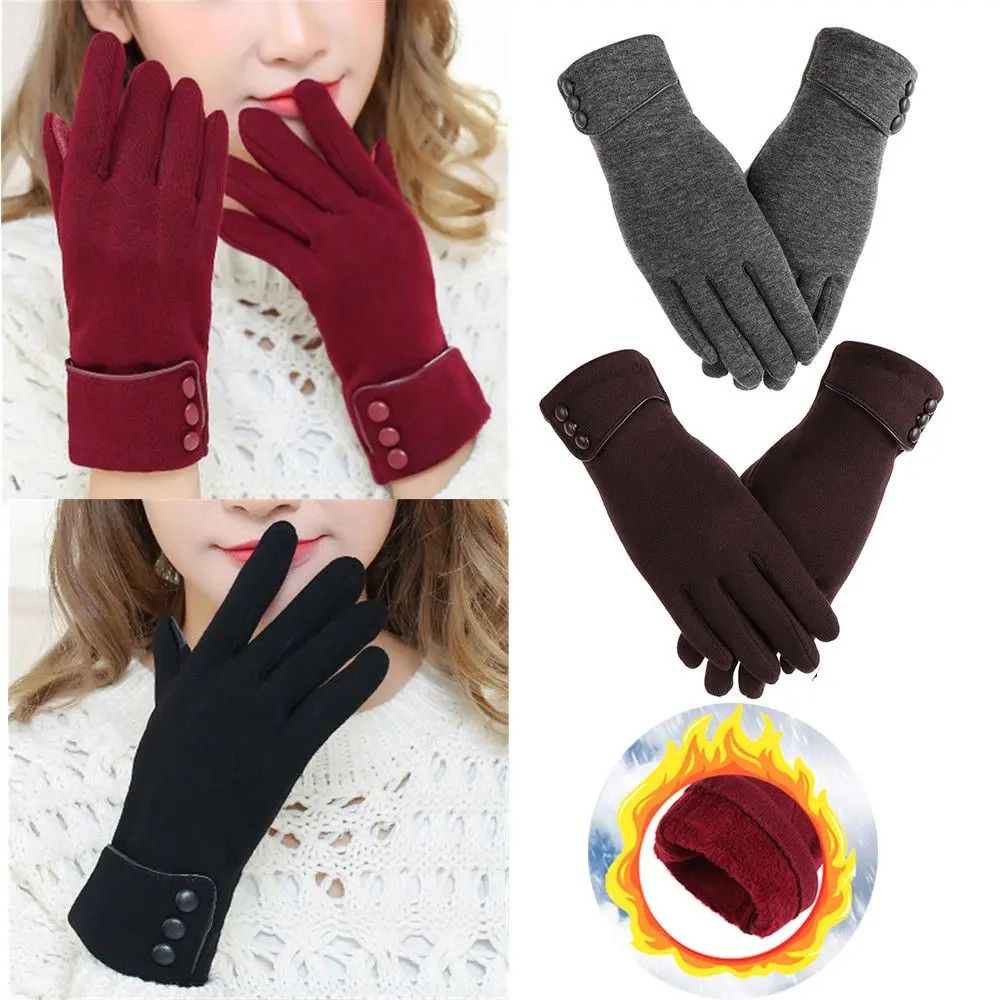 Women Winter Warm Gloves Touch Screen Fleece Lined Thermal Mittens Driving Ski Windproof Gloves