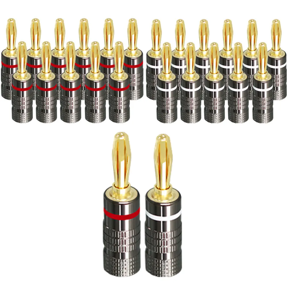 الصوت الموسيقي الموز المقابس الصوت وصلة مرفاع 2/6/12 Pairs - 4/12/24 قطعة الذهب المزدوج المسمار موصل مكبر الصوت لسلك مكبر الصوت