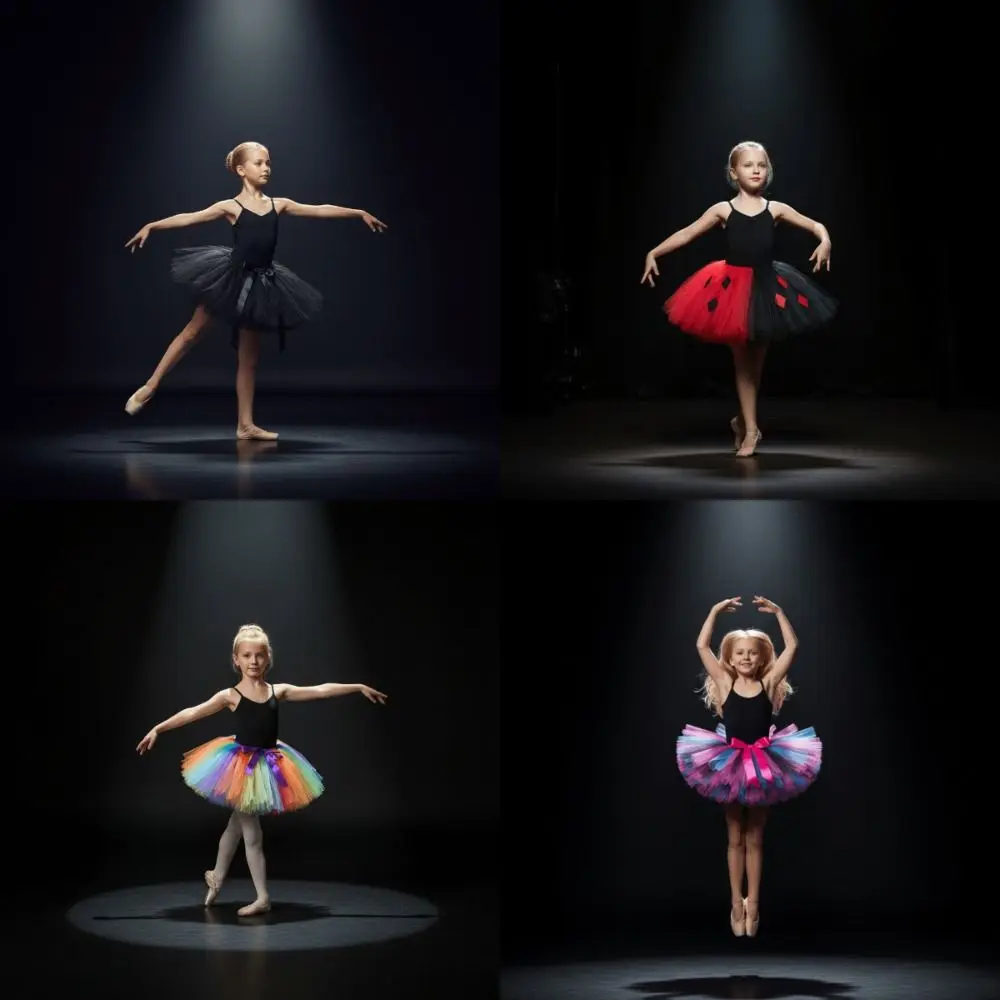 Vestido de tutú de Ballet ultracorto y esponjoso para niña, faldas de Ballet con lazo y payaso para niño, traje de baile de arcoíris, vestido de Cosplay de Lolita para Navidad