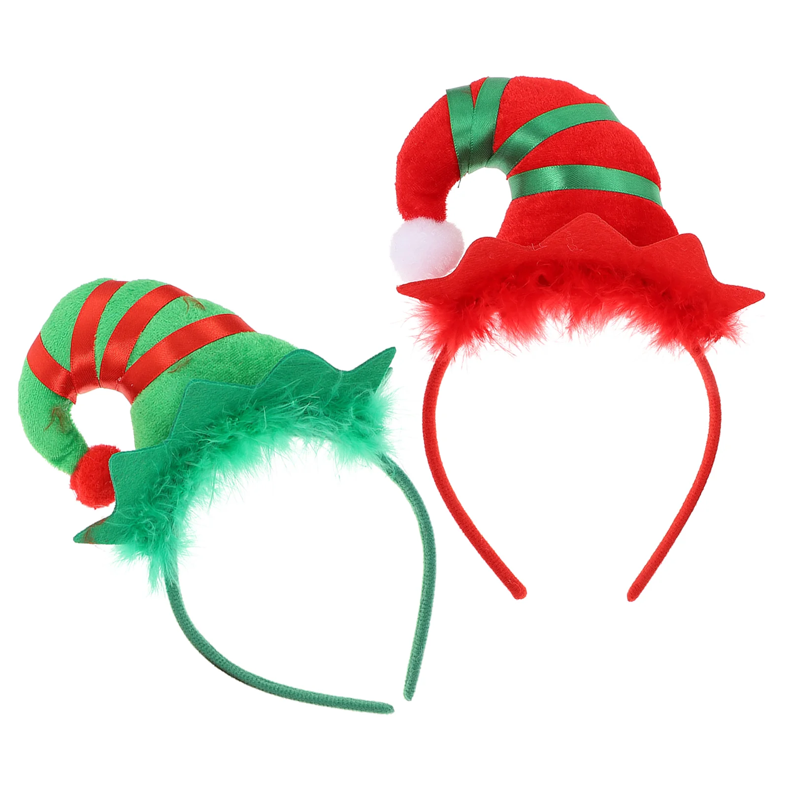 

2 Pcs Hat Headband Creative Xmas Santa Headdress Prop Christmas Party Hair Hoops Costume Women's