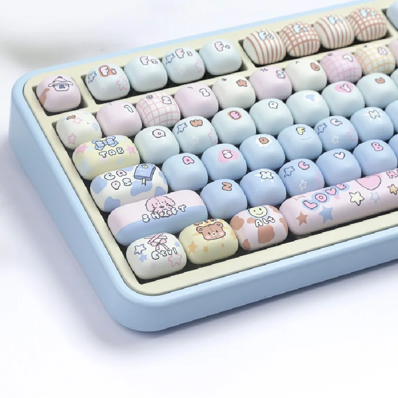Keycaps Cartoon Doll House Theme Pbt Dye Sublimation Mog Profile Split 7u Spacebar Extra Keys Custom Caps Fit Mx Mechanical Use
