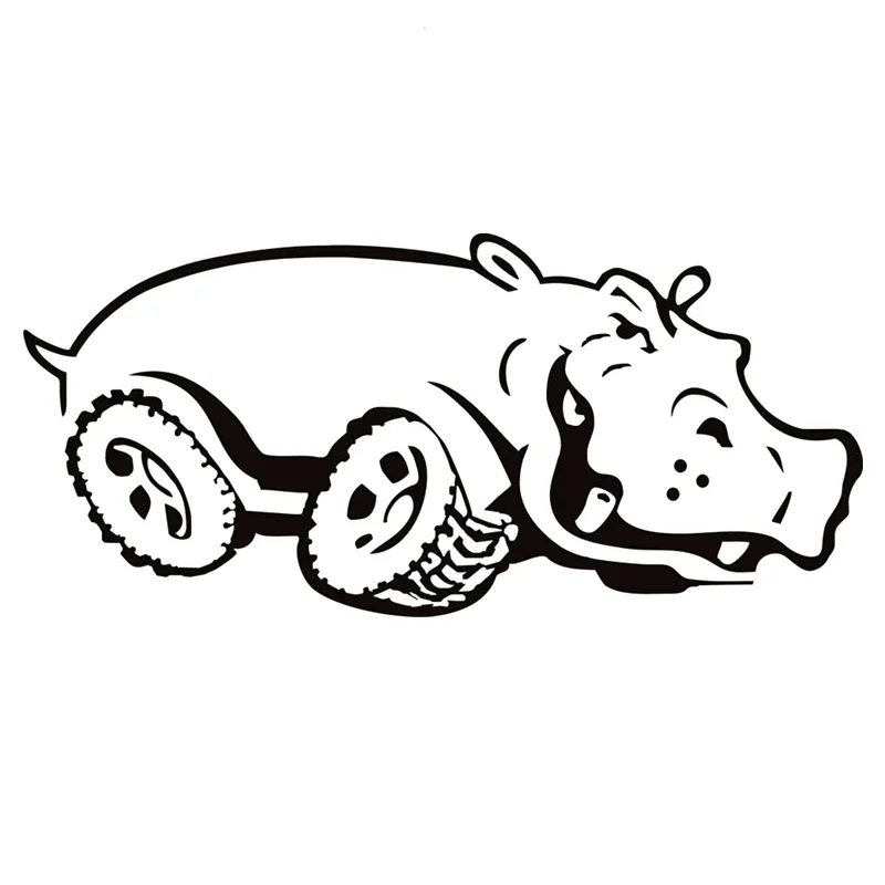 Hippo on Wheels Vinyl Decal Car Sticker Waterproof Auto Decors on Car Body Bumper Rear Window