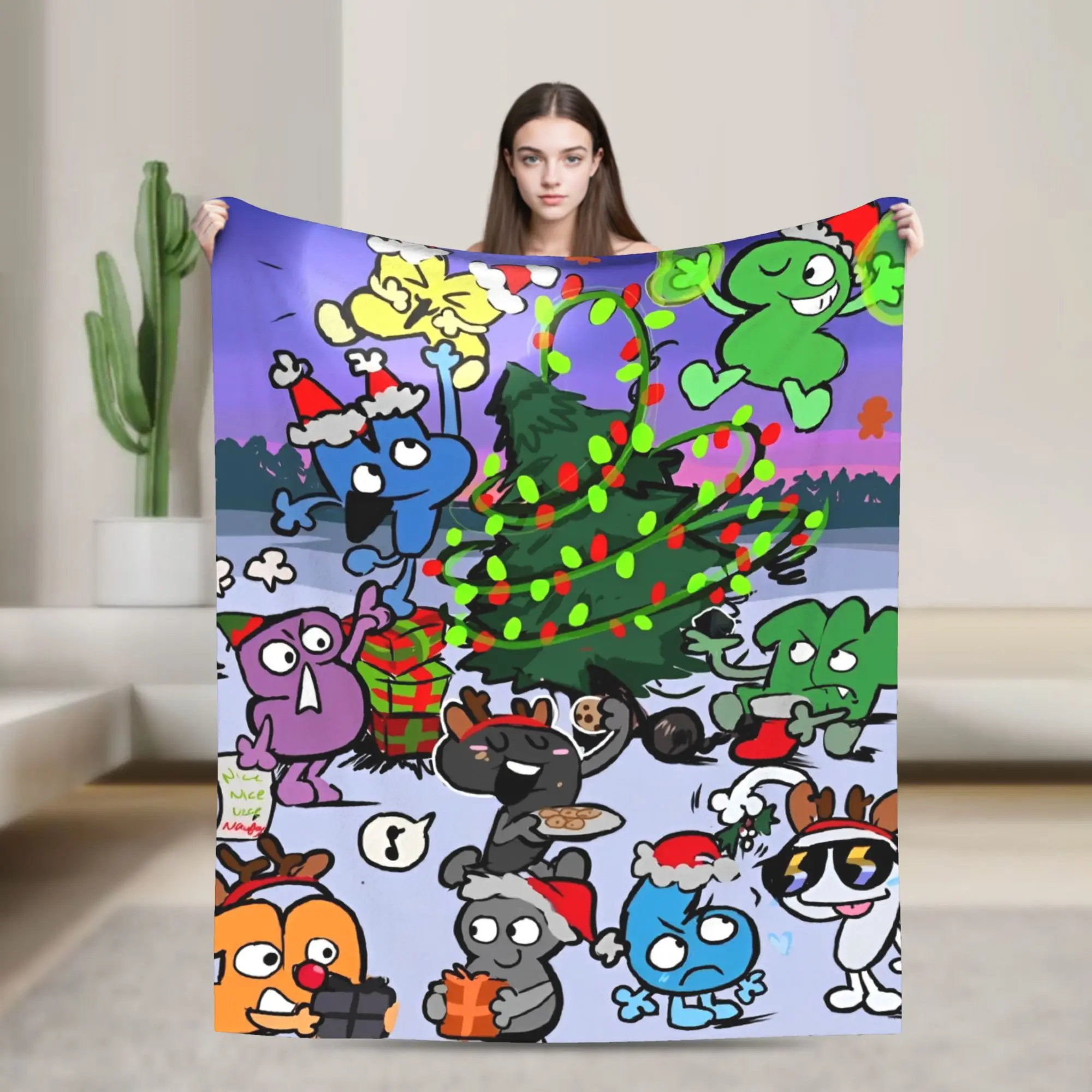 

BFDI Inanimate Insanity All Characters Blankets Soft Plush Throw Blanket For Bedroom Camping Flannel Bedspread Bed Cover