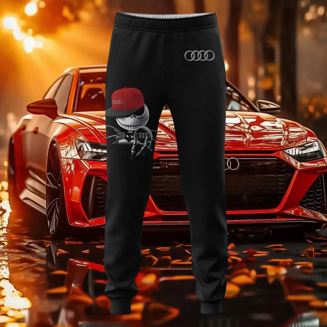 

Audi logo trousers 3D printing fashionable high quality adult breathable casual comfortable outdoor trousers black little devil