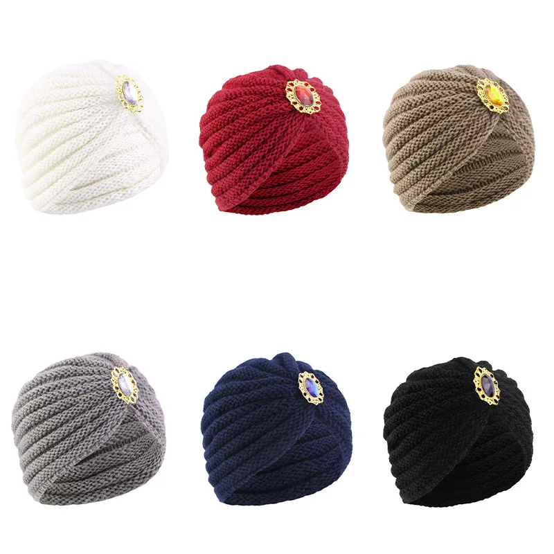 

Новый зимний вязаный тюрбан, женский мусульманский хиджаб, шапочки со стразами, капот, химиотерапия, головной платок от выпадения волос, повязка на голову, повязка на руку, тюрбан