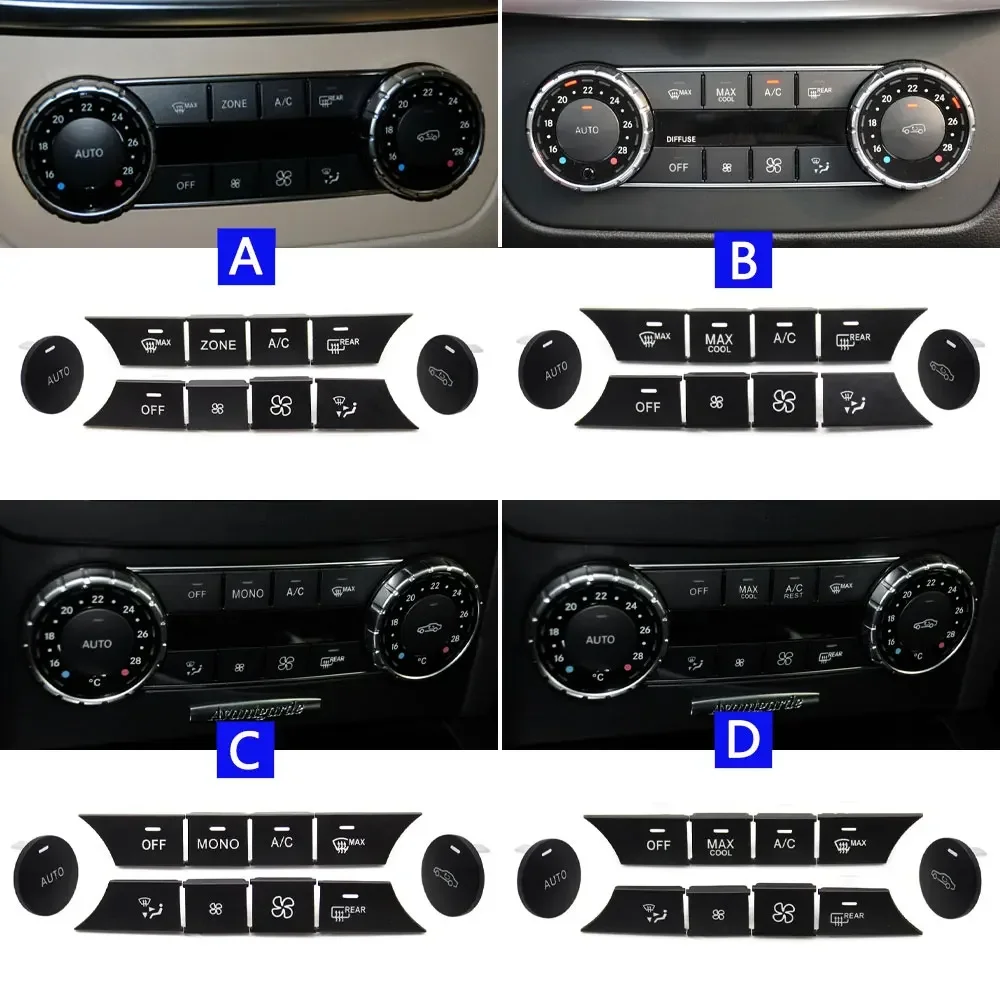 Dash Air Conditioning Volume AC Heater Climate Control Button Keys Cover For Mercedes Benz C GLK Class W204 X204 C180 C200 C300