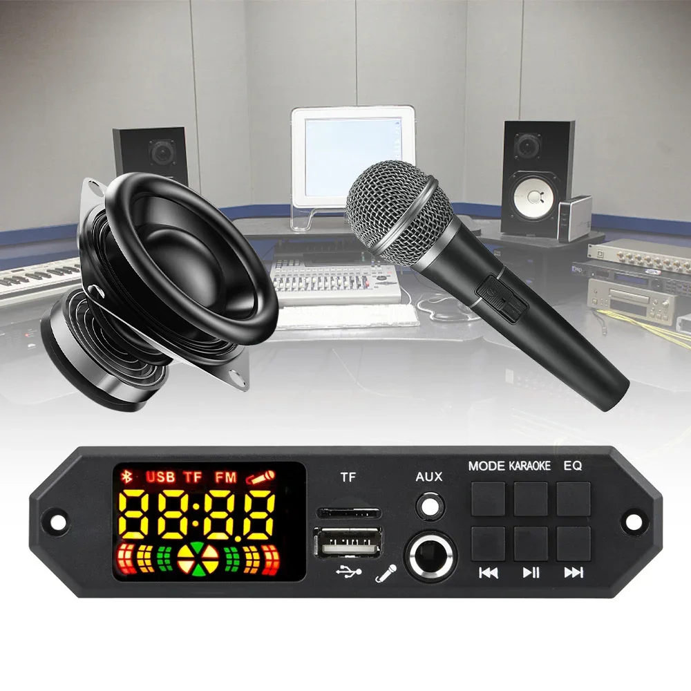 2*40W 80W Amplifier Bluetooth-compatible DIY MP3 Decoder Board 12V Car MP3 Stereo Player Microphone FM Radio Module  TF USB