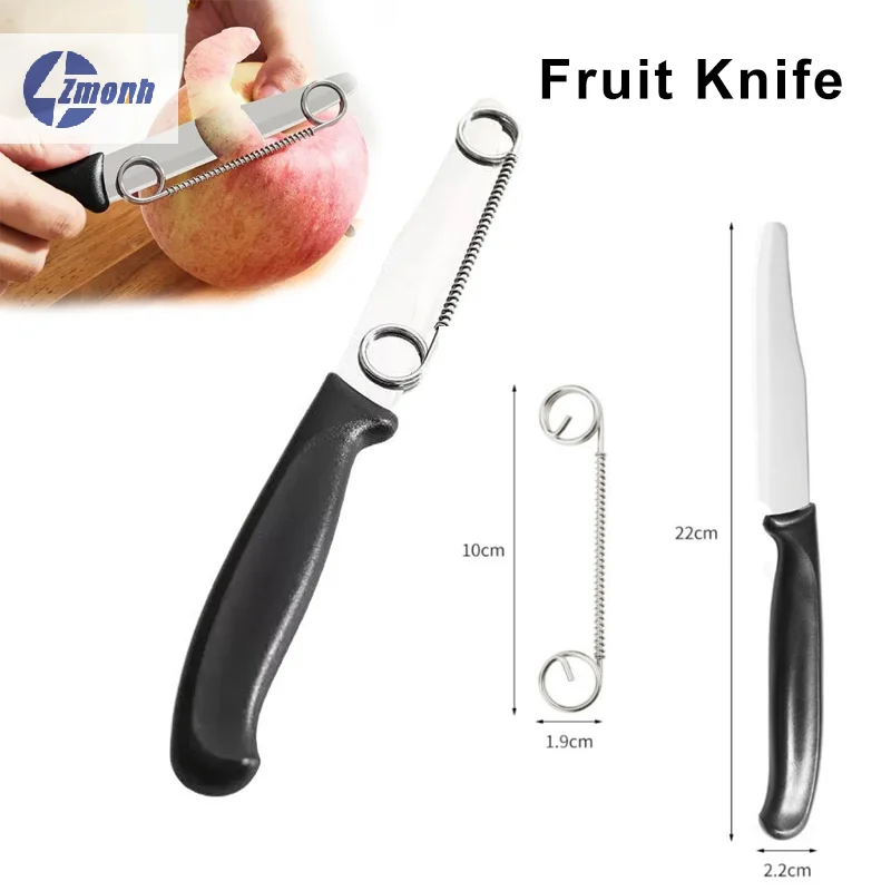 ¡Nuevo! Cuchillo para tallar frutas y verduras con forma de cola de golondrina, hoja triangular, herramientas de cocina de acero inoxidable con resorte para platos de frutas DIY, 22 cm