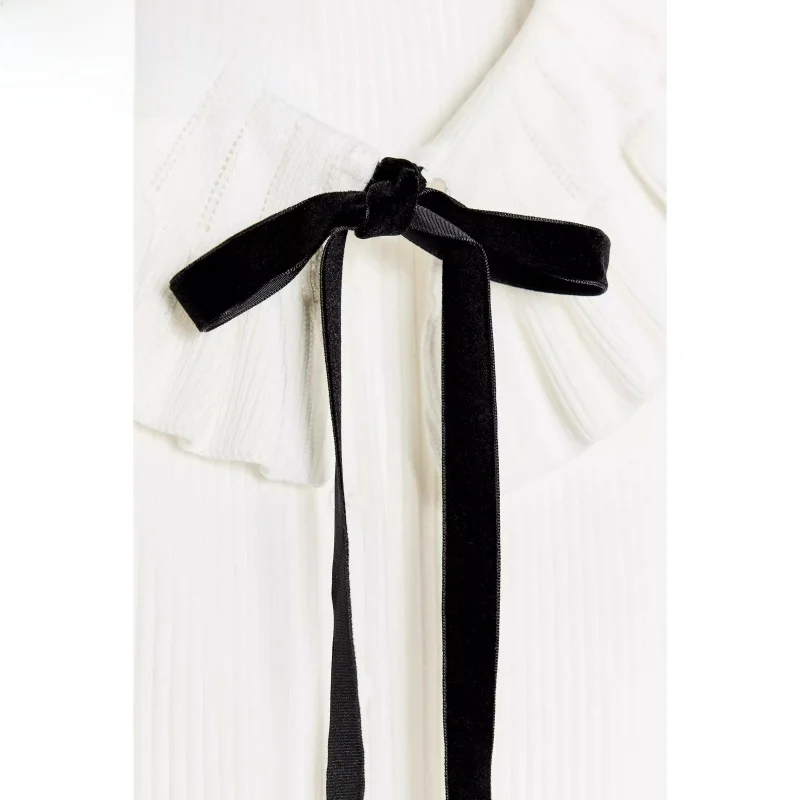 

New Summer 2025 Women's Faion Knitted Knot Decorated Turn-down Collar Top Slim Fit Commute Sle Svel ort...