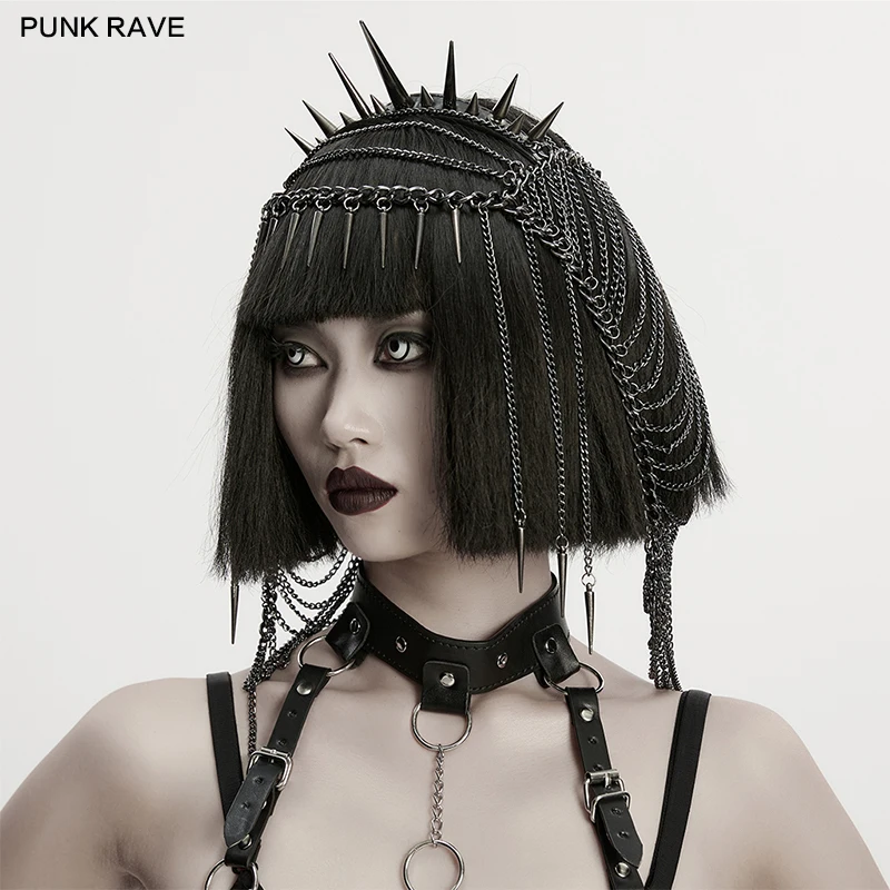 

Панк-аксессуар для косплея: женская корона из искусственной кожи и металлических цепей с шипами и колючками, в стиле Cold Sense, для Хэллоуина