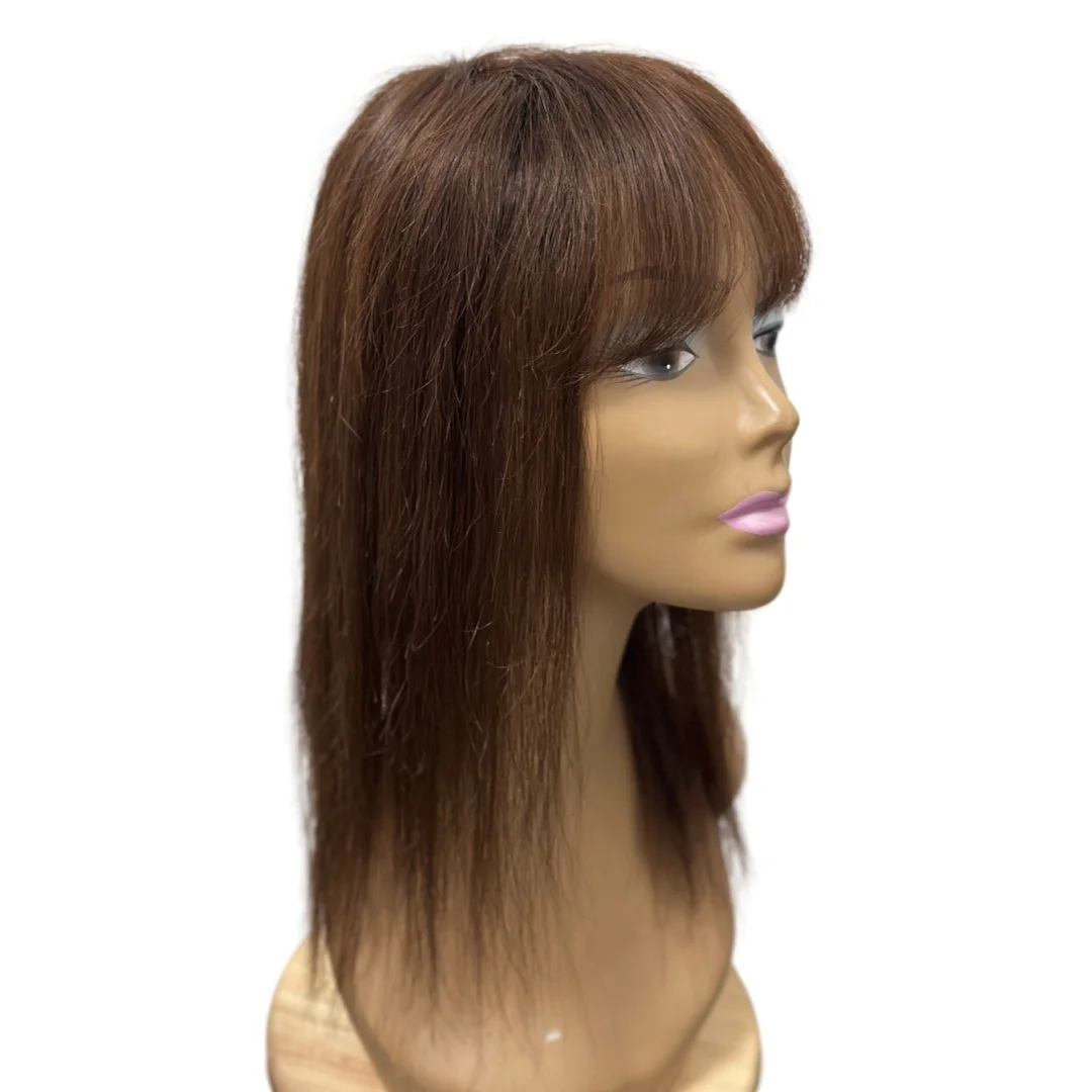 Rambut Asli Tebal untuk Wanita dengan Rambut Menipis, Hair Topper untuk Wanita dengan Poni, Jepit Rambut Lurus