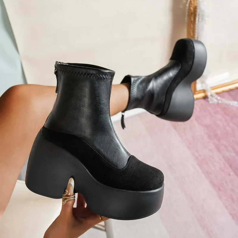 

Женские универсальные ботильоны на платформе с увеличенной боковой молнией Little People, универсальные ботильоны на высоком каблуке в британском стиле